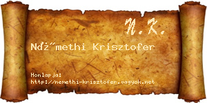 Némethi Krisztofer névjegykártya